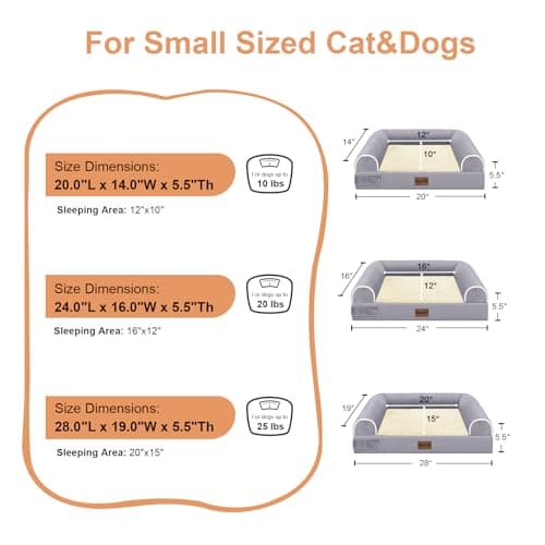 Small Dog Bed Orthopedic Washable: Beds Bolster Small Sized Dogs Bed Egg Crate Foam Couch Sofa Waterproof with Removable Cover - Purple - Thumbnail 6