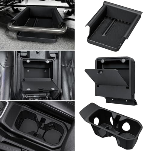 DIAMOOKY 3PCS Front Under Seat Storage Organizer for Jeep Wrangler JL JLU 2018-2026 & Gladiator JT 2020-2023 2024 2025 2026 Accessories Hidden Center Console Organizer Cup Holder (Not for Power Seat)