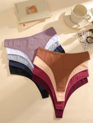 Sth Big Cotton Underwear for Women Breathable Sexy V-waisted Thongs Soft Stretchy Ladies Panties 9 Pack - Thumbnail 2