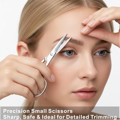 MIQUENYA 8 Pcs Eyebrow Kit, 4 Professional Eyebrow Tweezers for Women Facial Hair, Tweezer Kit and Tweezer Set, Small Eyebrow Scissors, Nose Hair Scissors, Eyebrow Brush, Portable Plastic Case,Black - Thumbnail 5