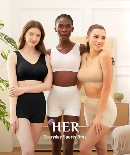YADIFEN 3 Pack Womens Sports Bras,Wireless Comfortable Seamless Sleep Yoga Sports Bras for Women with Removable Pads - Thumbnail 2