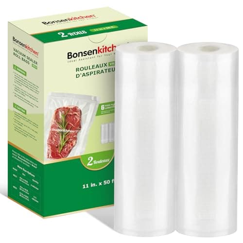 Bonsenkitchen Vacuum Sealer Bags Rolls, 11 in x 50 ft Rolls 2 pack Durable Food Sealer Bags, Commercial Grade, Heavy Duty, BPA Free, Seal a Meal, Great for Food Storage & Sous Vide Cooking, VB24 - Image 1