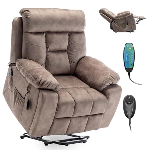 FUNECORP Power Lift Recliner Chair with Massage and Heating Functions,Velvet Sofa with 2 Remote Controls and Two Cup Holders,Recline up to 160 Degrees,Suitable for Living Room - Image 1
