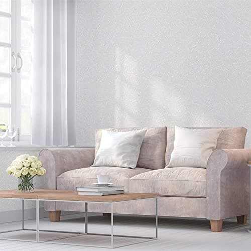 Abyssaly White Silk Wallpaper Embossed Self Adhesive Peel and Stick Wallpaper Removable Kitchen Vinyl White Cabinet Furniture Shelf Paper Textured Contact Paper 15.7" X 590.5" - Thumbnail 2