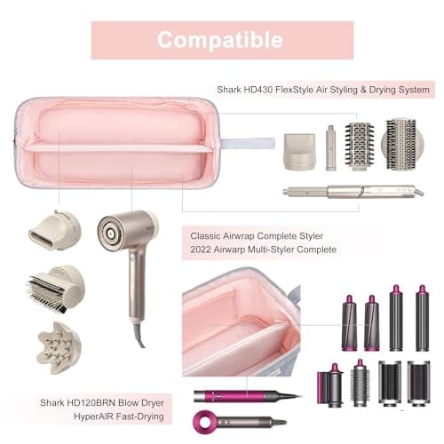 Leudes Hair Tools Travel Bag for Shark Flexstyle Carrying Case Portable Shark Hair Air Wrap Dryer Case Waterproof Dustproof Flat Curling Iron Travel Organizer (Light Gray) - Thumbnail 5