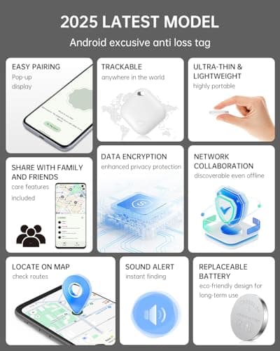 Air Tag for Android（NOT for iOS or Huawei） Bluetooth Tracker for Android Smart Tracking Tag for Google Find My Device App Item Finder for Backpack, Keys (White) - Thumbnail 6