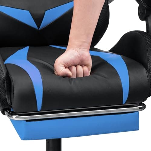 HOFFREE Gaming Chair Massage with Bluetooth Speakers and Led Lights Ergonomic Computer Gaming Chair with Footrest RGB Video Game Chair with High Back Lumbar Support Blue and Black - Thumbnail 5