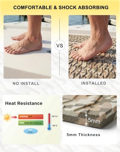 Hjdeck Eva Foam Boat Decking 94.5"x23.6" Small Diamond, DIY Cuttable Non-Slip Marine Floor Mat with 3M Self-Adhesive Backing for Pontoon Jon Boat Bass Boat Jet Ski Golf Cart SUP Paddle Board - Thumbnail 4