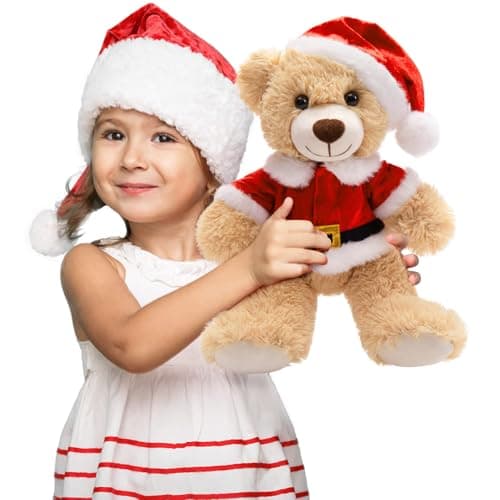 MaoGoLan 14 inch Christmas Teddy Bear Stuffed Animal Plush Bear with Classic Xmas Outfits - Removable 8'' Santa Coat & Hat Fit Most Small Plush Toys - Christmas Decorations & Gifts, 1 Pack