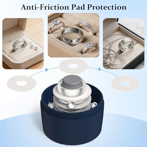 YWXTW Portable Holder for Oura Ring (with Airtag Slot), Waterproof Ring Case, Anti-Loss Ring Holder Keychain for Women & Men, Travel Jewelry Organizer for Gym & Daily Use (Deep Blue) - Thumbnail 4