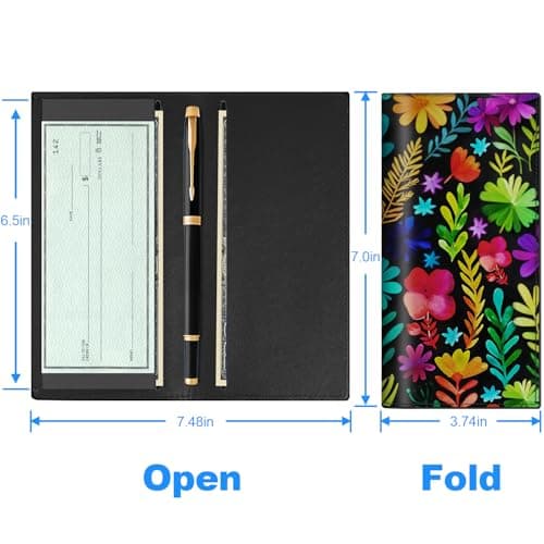 CASMONAL Boho Florals Checkbook Covers for Personal Checkbook, PU Leather Check Book Covers for Women & Men – Fashionable Print Design - Thumbnail 4