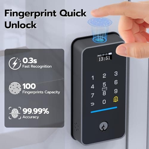 eLinkSmart Fingerprint Keyless Entry Door Lock with Door Magnetic Sensor, Keypad Smart Deadbolt Lock for Home Hotel Apartment Built-in Wi-Fi and Doorbell No hub No Drilling USB C Charging - Thumbnail 2
