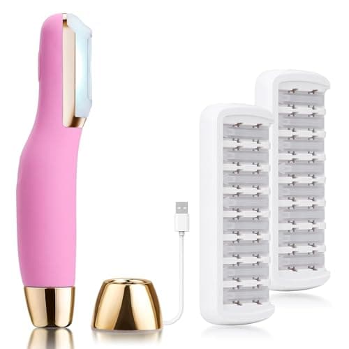 CEVEK Sonic Dermaplaning Tool - Electric Facial Hair Remover for Women & Eyebrow Trimmer, Exfoliating Face Razor with 16 Replacement Blades (6 Months Supply) for Peach Fuzz & Dead Skin (Pink) - Image 1