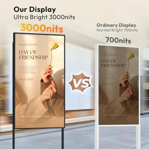 65″ 4K UHD Digital Signage,3000 Nits Auto-Brightness Adjustment,Android 14, Floor Standing Digital Kiosks Displays,CMS/WiFi/HDMI/USB Input Auto Media Player, Totem Advertising Digital for Shop Window - Thumbnail 2