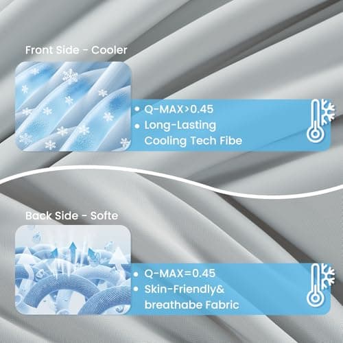 Topcee Cooling Comforter 60"x90"-Cooling Blanket Everlasting Cold Touch for Hot Sleepers-Q-max 0.35 Double-Sided Lightweight Design Summer Ice Blanket for Night Sweats-Grey Twin - Thumbnail 5