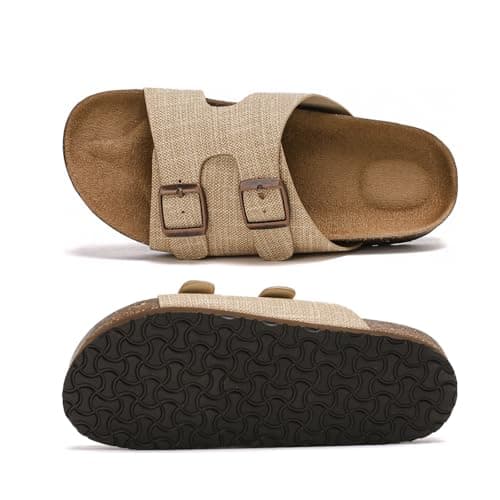 Bodantory Suede Cork Flat Sandals with Adjustable Buckle Arch Support Footbed Comfortable Slide Sandals for Women 2026 - Thumbnail 2
