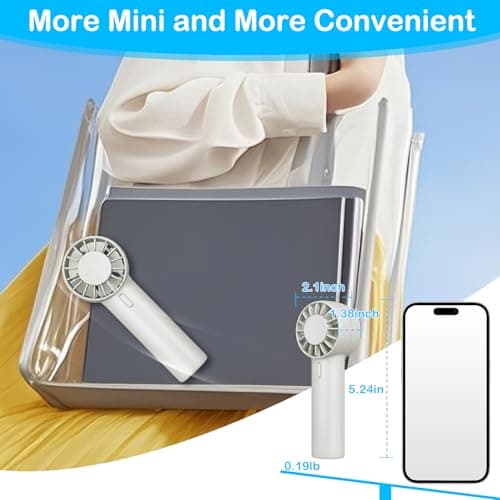 Portable Mini Turbo Handheld Fan, Pocket USB Rechargeable fan with 3-Speed Super Strong Wind Adjustable, Personal Travel Summer Cooling Eyelash Fan Gifts for Girls Boys Men Women- Indoor Outdoor - Thumbnail 3