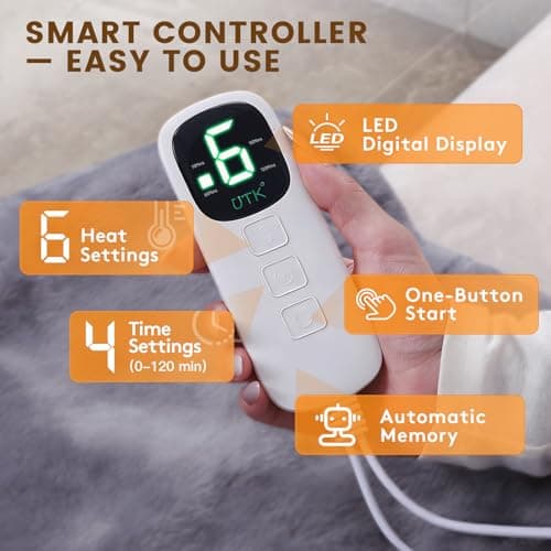 Heating Pad for Neck and Shoulders and Back, 6 Heat Settings & 4 Timer Deeper Pain Relief, Auto Shut Off, 29 * 38" Large Electric Heatings Pad for Full Back, Soft Fabric Gifts for Women Men - Thumbnail 3