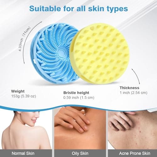 Upgraded Version Silicones Body Scrubber,Double-Sided Design Body Brush Silicone Body Scrubber Exfoliating Body Brushes for Suitable Showering All Skin Types,Environmentally Friendly Silicone loofah - Thumbnail 6