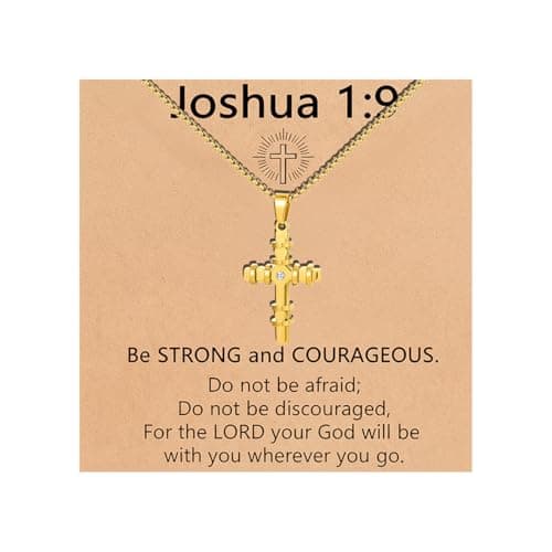 Jekvill 14K Gold plated Cross Necklace for Women and Men, Christian Gifts First Communion Gifts, Cubic Zirconia Cross Pendant, Baptism ，Easter Basket Stuffer， Religious gifts - Image 1