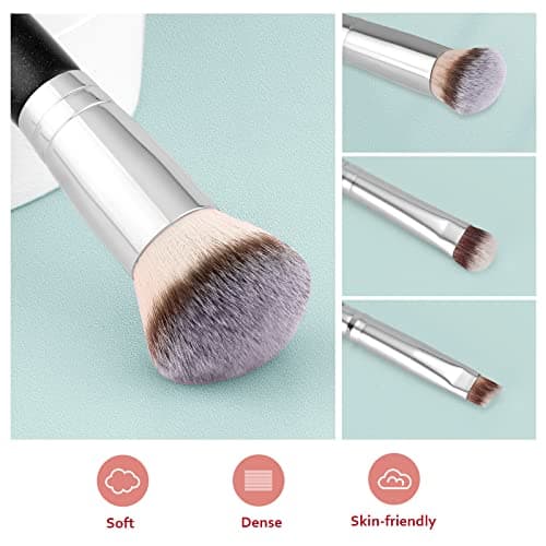 Makeup Brushes Dual-ended Foundation Brush - START MAKERS 2-in-1 Concealer Brush Face Eyebrow Eyeshadow Brush for Liquid, Powder, Buffing, Blending, Contouring Foundation Make Up Brushes(2Pcs) - Thumbnail 3