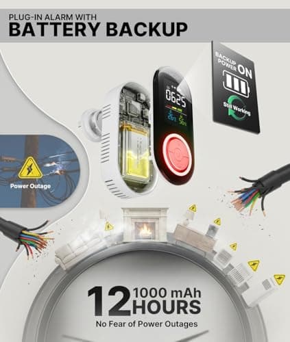 MOES Carbon Monoxide Detector Plug in, Backup Battery Digital CO Detector with Real-Time Display for CO Level, Temp & Humidity, Compact Plug-and-Play CO Alarm for Home, Apartment, RV & Travel - Thumbnail 2