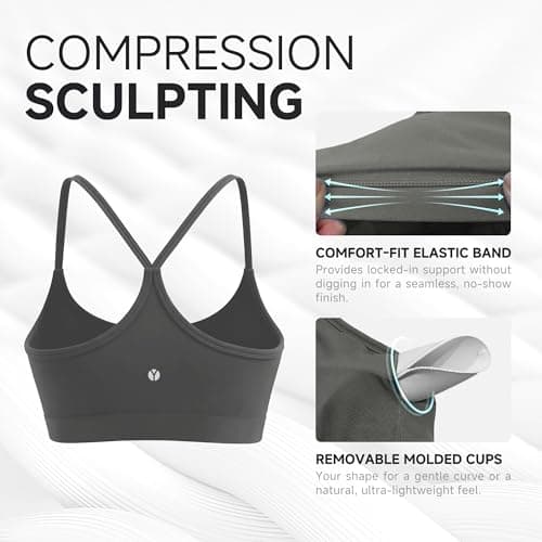 Women's Sculpting Compression Y-Back Sports Bra for A-C Cups Grey Sage - Thumbnail 4