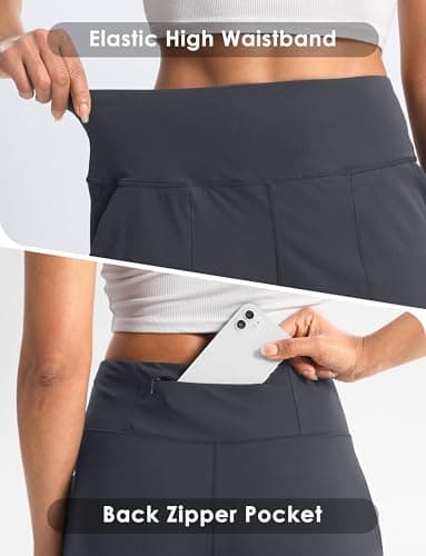 Cyasundent Women's Athletic Shorts with Zipper Pocket 6" High Waisted Bermuda Shorts for Women Workout Walking Running(Dark Grey_S) - Thumbnail 5