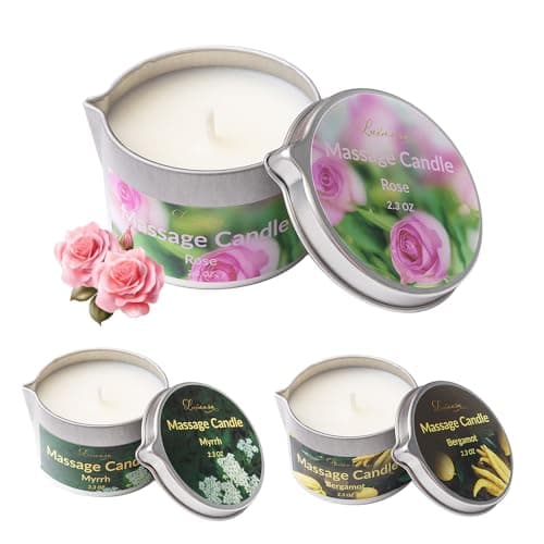 Scented Massage Candle 3 Pack Essential Oil Infused Body Lotion Oil 6.9oz - Image 1