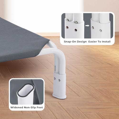 ZOMISIA Elevated Dog Cot Bed Tool-Free Assembly - Outdoor Raised Dog Cooling Bed Frame for Large Pets, Summer Pet Hammock Off Ground with Non-Slip Feet & Waterproof Teslin Mesh, 43x30 Inch - Thumbnail 4