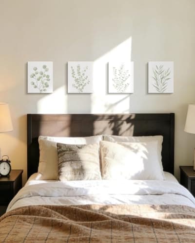 Drsoum Botanical Plant Framed Wall Art Boho Wall Decor for Bathroom Sage Green Eucalyptus Leaf Prints Minimalist Aesthetic Ready to Hang Set of 4, 8x10 in (Framed) - Thumbnail 4