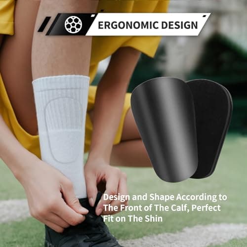 Motspo Mini Soccer Shin Guards for Youth and Adults - Extra Small Protective Equipment shin Guards Soccer Miniature Shin Guard for Men, Women, Kids, Boys, and Girls (3.7x2.4 inches, Black) - Thumbnail 6