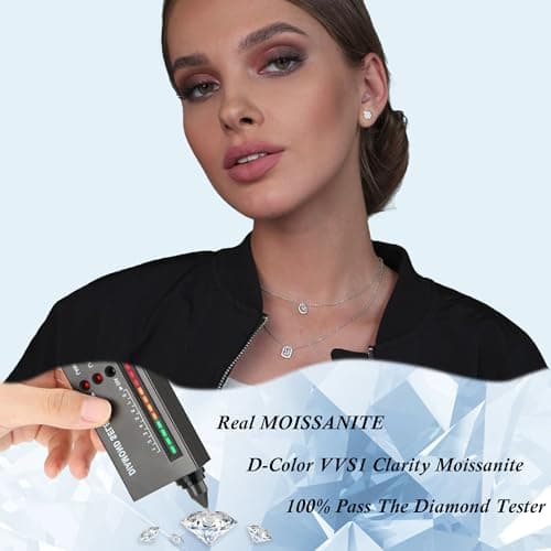 Trinckle Moissanite Earrings for Men, Hypoallergenic Sterling Silver Lab Created Diamond Earrings Women Moissanite Studs 0.3CT Moissanite Jewelry as Second Hole Earrings for Daughter Birthday Gifts - Thumbnail 2