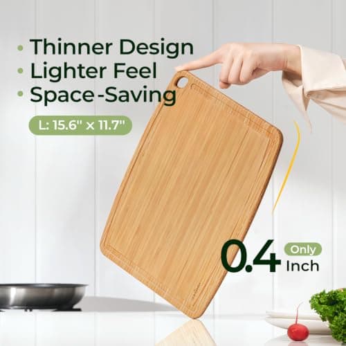 Keechee Dishwasher Safe Bamboo Cutting Boards 15.4x11.7in Heat-Resistant Chopping & Charcuterie Board with Juice Groove, Durable Lightweight Kitchen Essentials for Meat, Vegetables, Easy Clean - Thumbnail 3