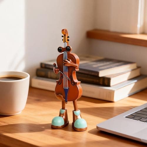 ArtCachet Nostalgic Violin Sculpture for Home Decor, Classic Melody-Playing Sculpture Ornament for Shelf Cabinet Desktop Table in Home Office Hotel Bar - Distinctive Housewarming Gift Ideas - Thumbnail 4