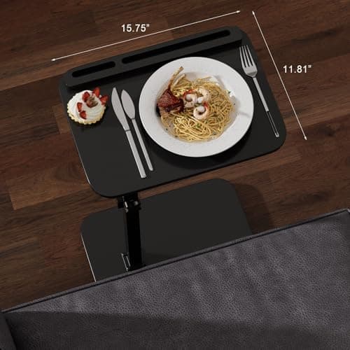promitop Sofa Side Tray Table for Couch - Set of 2 Adjustable Height 360° Swivel C Table for Sofa & Bed, Use as TV Tray Laptop Stand Snack Table Reading Desk, Fits Eating Working Studying - Thumbnail 2