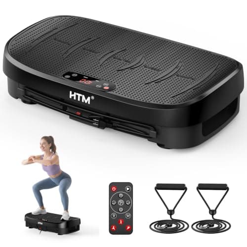 HTM Curved Vibration Plate Exercise Machine, Whole Body Shake Plate with 150W Motor & Resistance Band, 330lbs Weight Capacity, 120 Speeds, Low Noise Vibration Board for Weight Loss, Home Fitness - Image 1