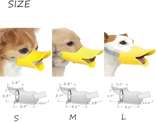 NACOCO Anti Bite Duck Mouth Shape Dog Mouth Covers Anti-Called Muzzle Masks Pet Mouth Set Bite-Proof (Yellow, M) - Thumbnail 5