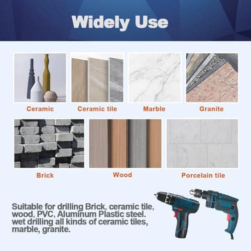 Dry Diamond Drill Bit Set,BRSCHNITT 10pcs 1/4 Inch Masonry Drill Bits Set with Triangle Shank for Porcelain Tile Ceramic Stone Granite Marble,Dry Drilling Diamond Core Drill Bit Kit - Thumbnail 3