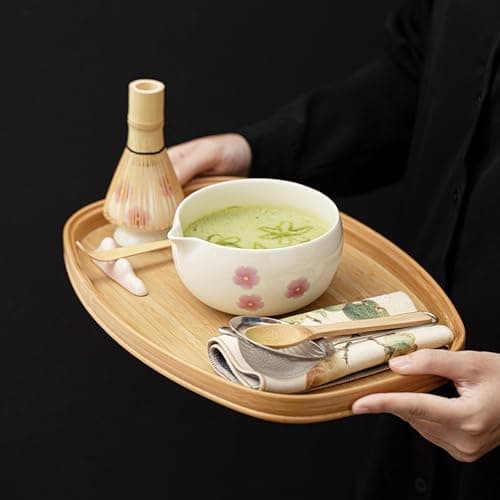 Matcha Set, 8-Piece Ceramic Japanese Matcha Whisk Kit with Bowl, Bamboo Whisk and Holder, Traditional Matcha Making Tools for Beginners and Tea Lovers, Cream White Tea Ceremony Gift Set - Thumbnail 3