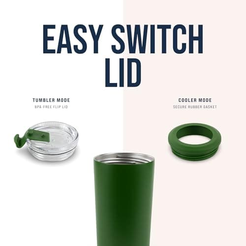 4 in 1 Universal Can Cooler - Hunter Green, Can Holder Insulated, Beer Bottle Cooler, Universal Holder for All Drink Sizes, Stainless Steel Insulated Tumbler, Tailgating Accessories - Thumbnail 4