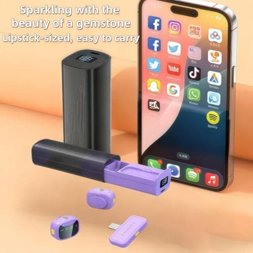 Vyrendor Professional Mini Wireless Lavalier Microphone (2-Pack), Dual Noise Canceling Lav Mic with Charging Case, Ideal for Podcast, Vlog, YouTube, iPhone & Android Device(Apple Receiver,Pink) - Thumbnail 3