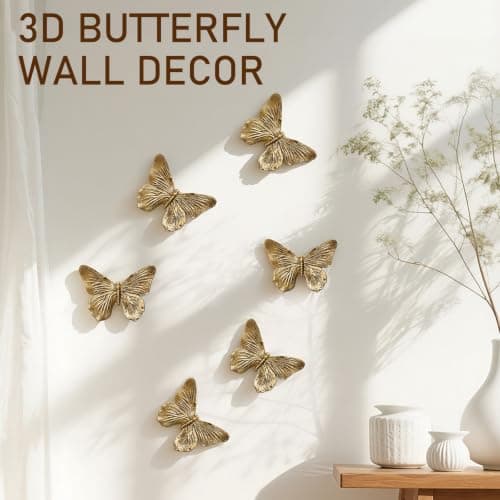 GUSFREUD 3D Butterfly Wall Decor Set – Resin Wall Decorations for Living Room, Bedroom, Garden, Yard, Outdoor and Gallery Walls - Antique Copper - Set of 6 - Thumbnail 2