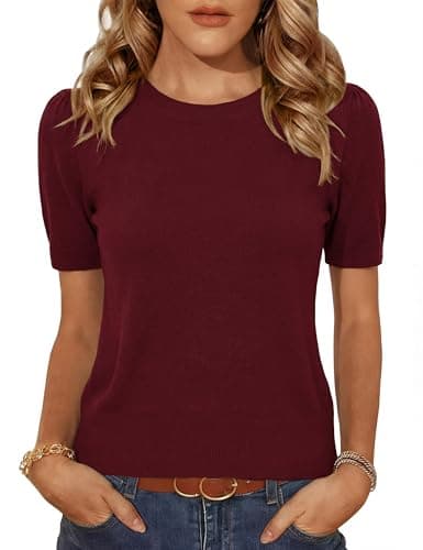 Totatuit Cropped Spring Tops Sweaters Office Blouses for Women for Work Womens Basic Tee Shirts Purple Red XXL