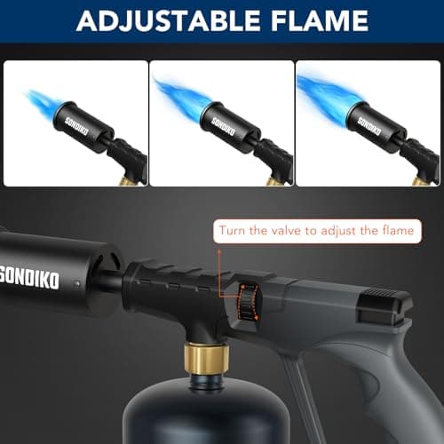Sondiko Powerful Propane Torch Gun, Cooking Torch for Sous Vide, Charcoal Starter and Steak Searing, Best for Outdoor BBQ Party and Camping, Gray & Black, Gas Welding Kits(Tank Not Included) - Thumbnail 4