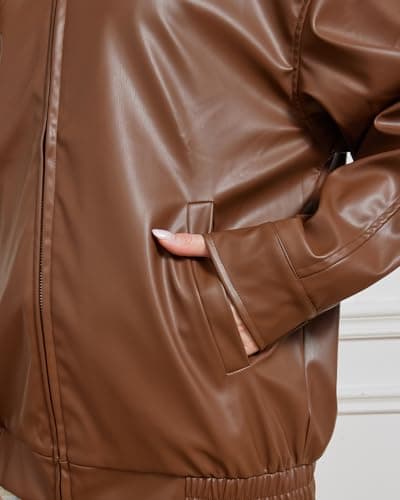 Keoouure Leather Jacket Women Oversized Faux Jacket Fall Fashion Motorcycle Coat 2026 Outfits Clothes Y2k Tops - Thumbnail 5