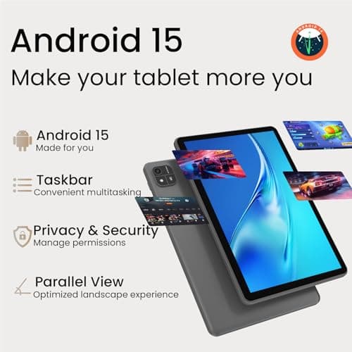 HUIHUANG 10.1 Inch Tablet, Android 15 Tablets 12GB(4+8) RAM / 64GB ROM / 1TB SD Card Expansion, 1280x800 IPS HD Touchscreen, 6000mAh Battery, Bluetooth 5.0, Dual Cameras, GMS, Dual Band WiFi, Black - Thumbnail 5