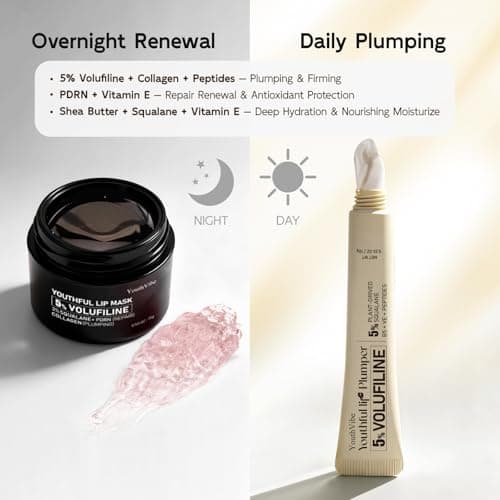 YouthVibe 5% Volufiline Lip Care Set, Nourishing & Hydrating Lip Plumper and Lip Mask with Squalane, Shea Butter, Collagen, Peptide & PDRN, Fuller-Looking Lips Over Time - Thumbnail 3