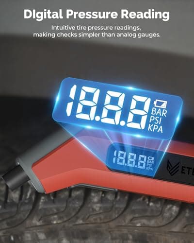 ETENWOLF T300 Digital Tire Pressure Gauge 3-200 PSI, Industrial Tire Gauge Calibrated to ANSI B40.7 Grade 2A(Plus-Minus 0.5%), Replaceable AAA Batteries (Vivid Orange) - Thumbnail 6