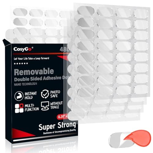 Cosygo 480 Pcs Removable Gel Mounting Putty for Museum Action Figures, Clear Glue Earthquake Putty, Double Sided Sticky Tape Adhesive Dots, 0.31" x 0.51" - Image 1